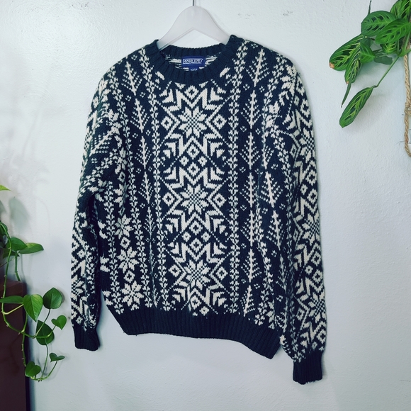 Lands' End Sweaters - Lands’ End Wool Green FairIsle Sweater Small